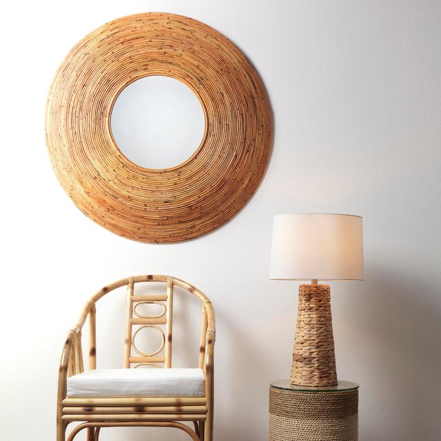 Contemporary Koa Rattan Mirror For Sale - Image 3 of 4