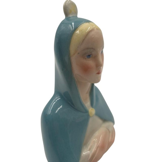 A rare and highly collectible Italian Art Deco ceramic bust by the legendary Lenci studio of Turin (Torino), Italy, dating...