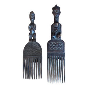 Hemba Wedding Combs W/ Couple Figures Congo S/2