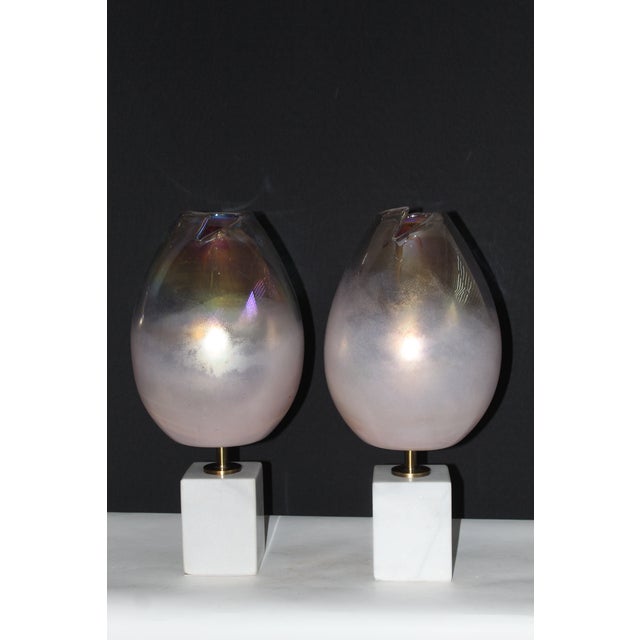 Mid 20th Century Pair of Barovier -Toso Influence Lamps For Sale - Image 9 of 11
