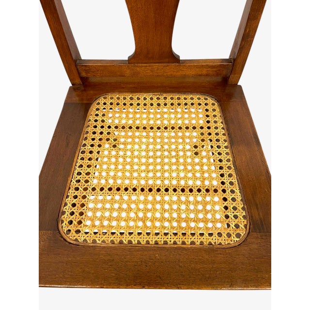 1970s Vintage Arts & Crafts Style Wooden Side Chair With Caned Seat and Shaped Back Splat For Sale - Image 5 of 10
