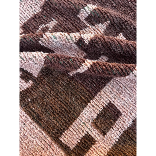 Abstract Moroccan Rug in Pink and Brown Color For Sale - Image 3 of 8