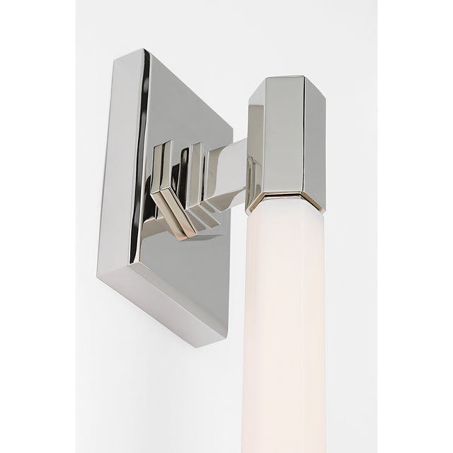 Visual Comfort Chapman & Myers for Visual Comfort Signature Hawthorne 30" Linear Bath Light in Polished Nickel with White Glass For Sale - Image 4 of 7