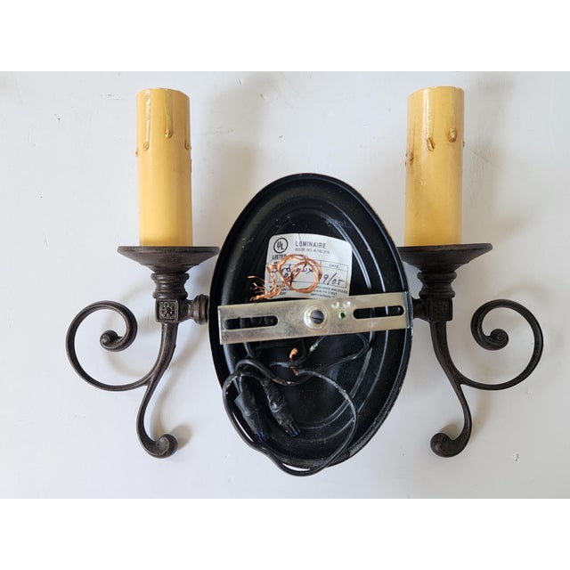 Vintage Bordeaux Bronze Rust Finish Wall Sconces - Set of 3 For Sale - Image 13 of 15