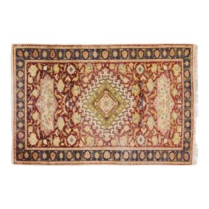 Antique Turkish Kayseri Hand Knotted Silk and Cotton Rug, 4'x6'