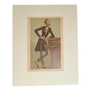 Antique Matted Vanity Fair Caricature by Spy: "The Irish Secretary", 1887, EUC