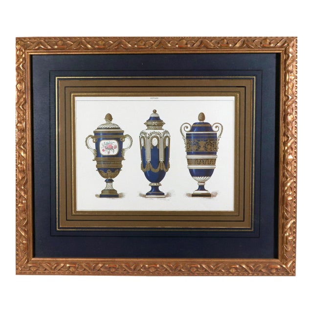 Antique Sèvres Porcelain Chromolithograph by Édouard Garnier, Giltwood Frame, Circa 1892 For Sale