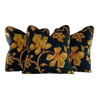 Covington 5th Avenue Designs Black Gold Green Terra Cotta Botanical Grapevine Leaves Vine Pillow Covers For Sale