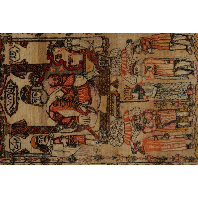 Antique Persian Malayer Rug in Beige With Pictorials and Florals - Rug & Kilim For Sale In New York - Image 6 of 8