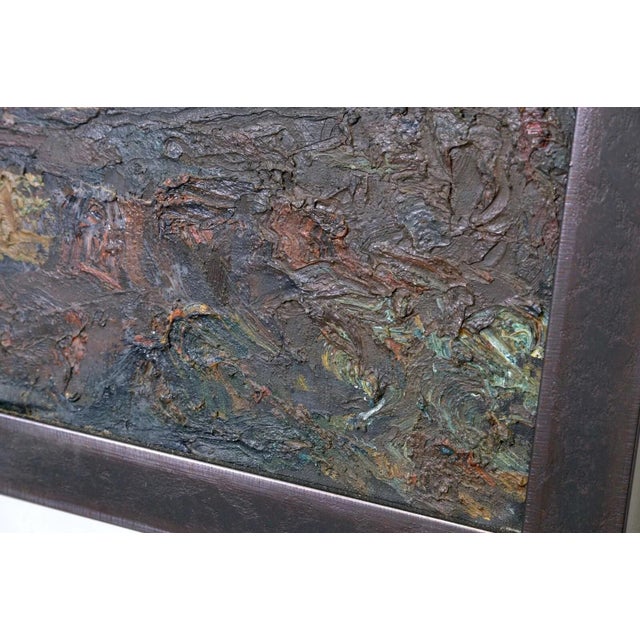 Textile Juozas Bagdonas Signed Modern Abstract Expressionist Oil Painting Canvas 1962 For Sale - Image 7 of 8