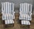 Store Item: Pair Mahogany Chippendale Style Wing Chairs w Matching Footstools Gray Fabric Description: Chairs feature...