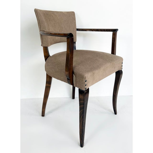 1940s French Art Deco Beech Wood Armchairs by Jean Pascaud, Two Pairs Available C1940s For Sale - Image 5 of 14