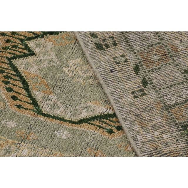 Textile Rug & Kilim’s Ersari Style Rug in Light Green Tones With Geometric Medallions For Sale - Image 7 of 7