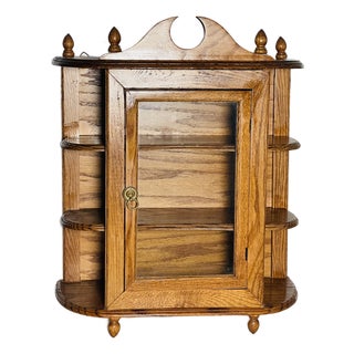 Antique Oak Multitier Wall Display Case Curio For Sale
