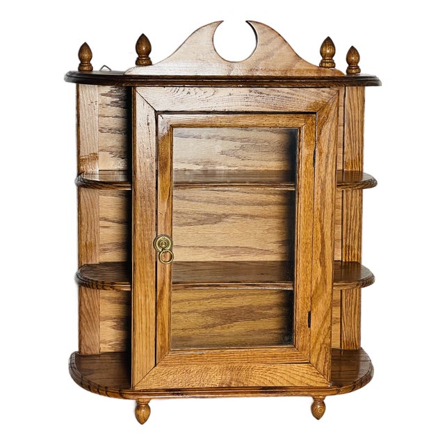 Antique Oak Multitier Wall Display Case Curio For Sale