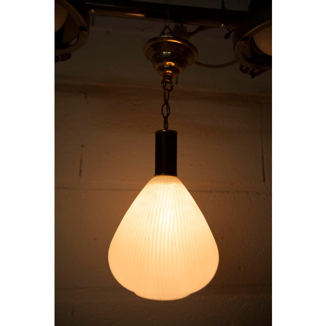 Mid-Century Pendant Light in Brass and Zebra-Striped Glass, 1950s For Sale - Image 11 of 11