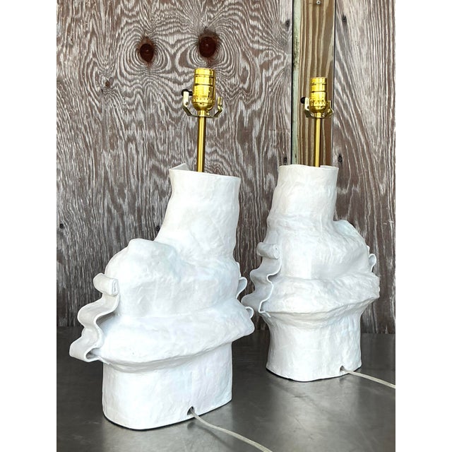 Discover unparalleled artistry with this extraordinary pair of Vintage Boho Original Ursula Schwartz Studio Pottery Lamps,...