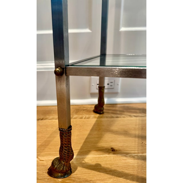 Mid Century Steel & Brass French Etagere, Maison Jansen Style For Sale - Image 12 of 12