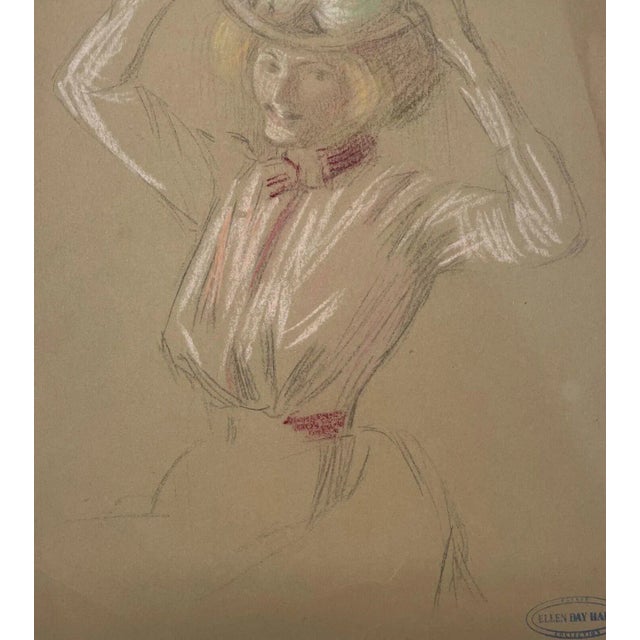Drawing/Sketching Materials Original Ellen Day Hale 'woman in Hat' Colored Pencil Drawing Study for Painting For Sale - Image 7 of 8