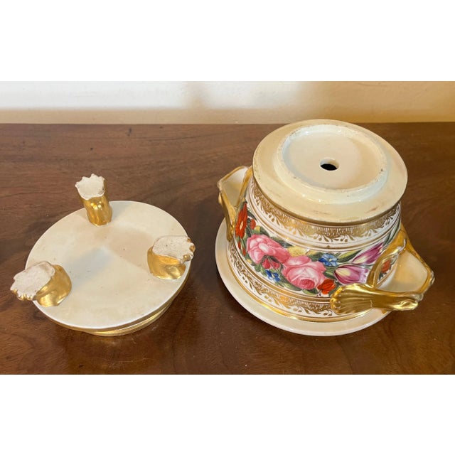 Antique Early 19th Century Coalport Porcelain Cachepot or Flower Pot Decorated With Flowers and Dolphin Handles For Sale In New York - Image 6 of 12