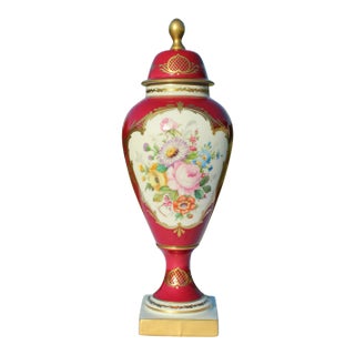 Mid 20th Century Hand Painted Limoges Covered Urn Signed by the Artist For Sale