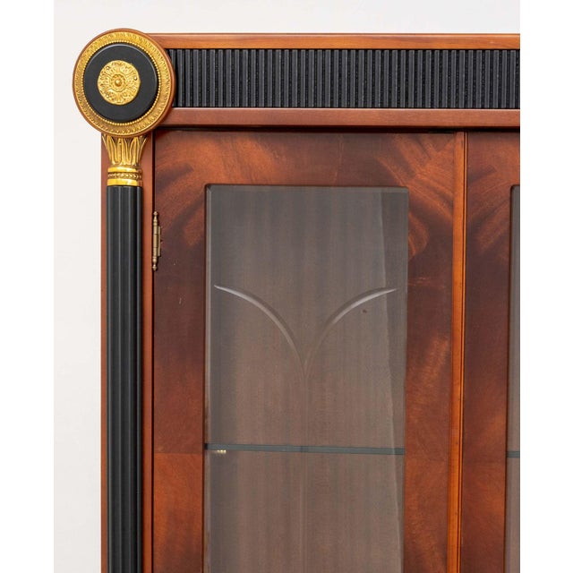 Neoclassical Empire Style Gilt Metal Mounted Mahogany Vitrine For Sale - Image 3 of 10