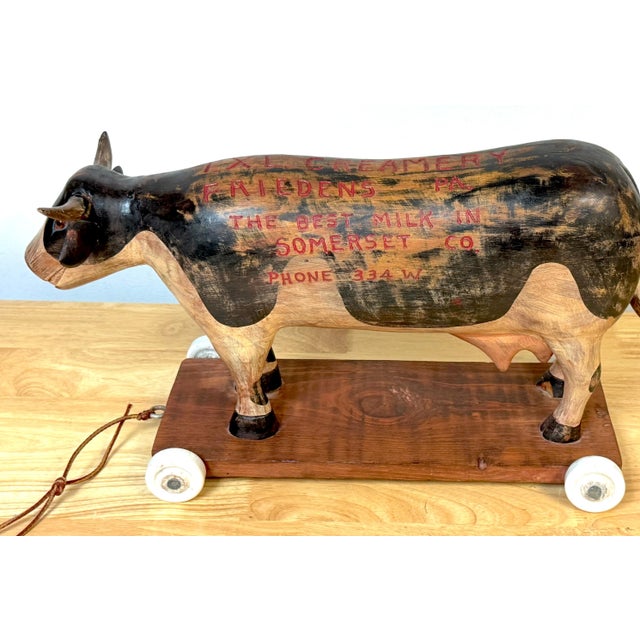 1940s Folk Art Advertising IXL Creamery, 1944, Hand Carved Milk Cow Prize/ Trade Sign For Sale - Image 5 of 12