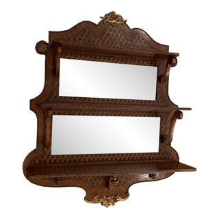 Late 19th Century French 3 Tier Etagere Wall Shelf With Mirrors For Sale