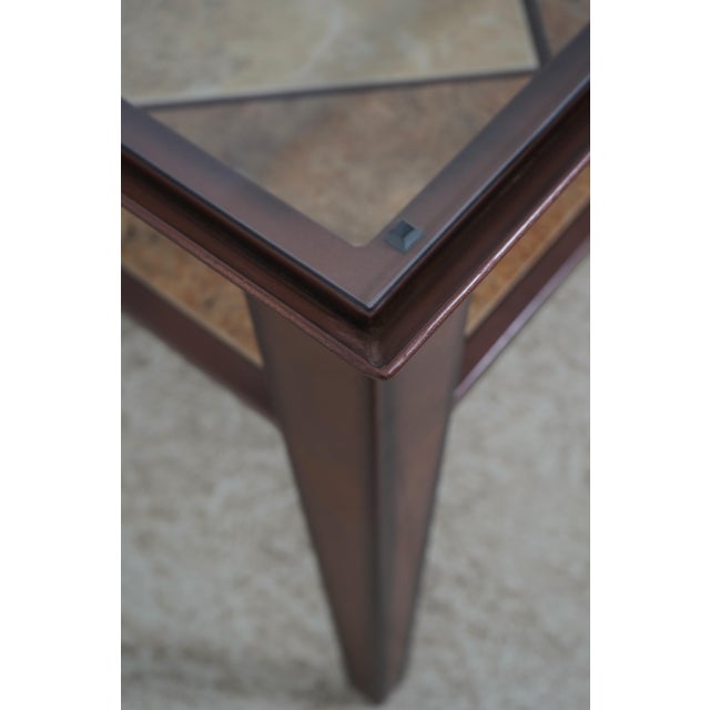 1990s Square Glass Top Mid Century Modern 2 Tier Tile Coffee Table For Sale - Image 5 of 12
