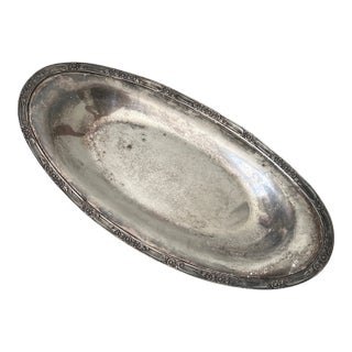 Vintage Oval Metal Serving Plate For Sale