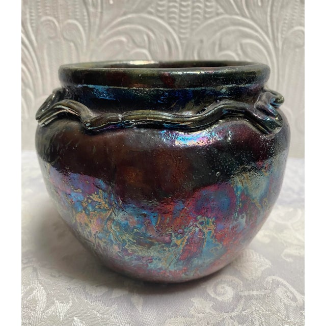 Vintage Raku Pottery Vase, Signed Aet For Sale - Image 6 of 9