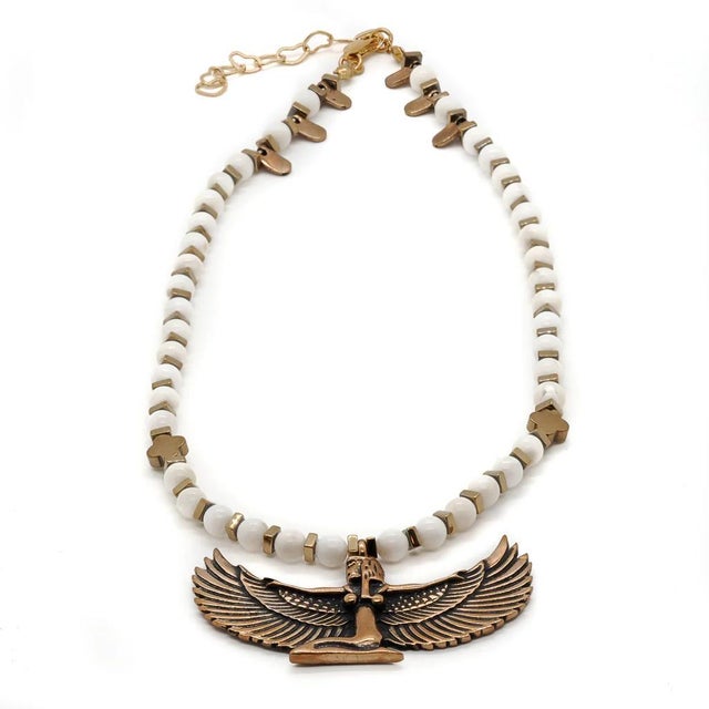 Contemporary Turquoise Stone Beaded Pink Heart Pendant Necklace For Sale - Image 3 of 8