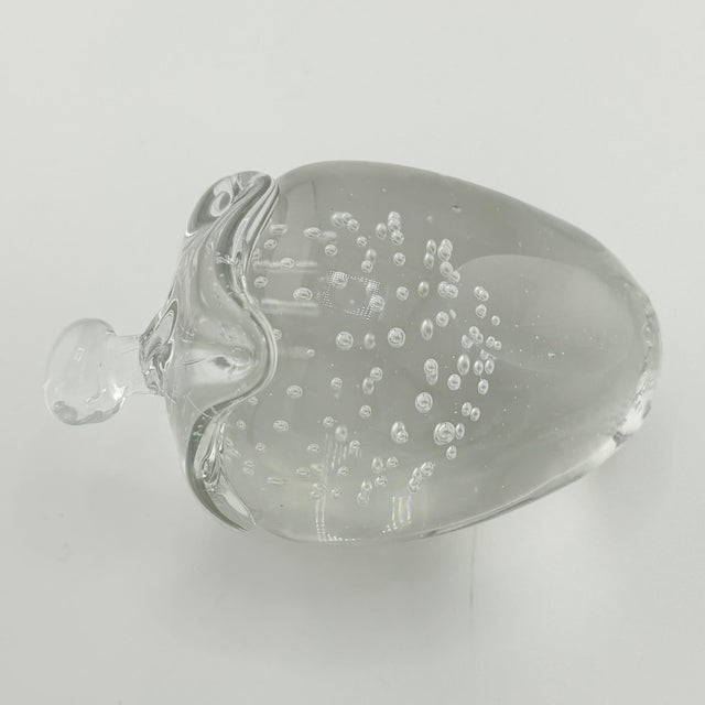 Transparent Murano Art Glass Strawberry Paperweight Sculpture With Controlled Bubbles For Sale - Image 8 of 8