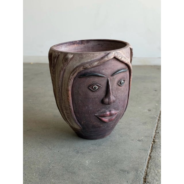 Ceramic Vintage Mexican Terracotta Face Planter For Sale - Image 7 of 15