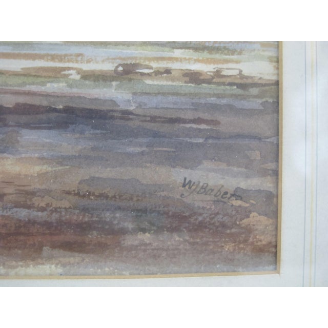 Walter James Baber (Canadian, 1855 - 1924) framed seascape, nautical watercolor painting. Signed at lower right. Gold...