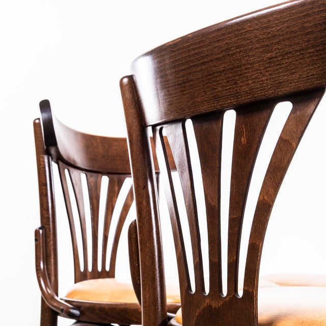 Upholstered Fan Back Bentwood Dining Chair, 1960s, Set of 4 For Sale - Image 6 of 10