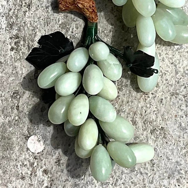 Vintage Carved Green Stone Grape Cluster Sculptures - A Pair For Sale - Image 13 of 13