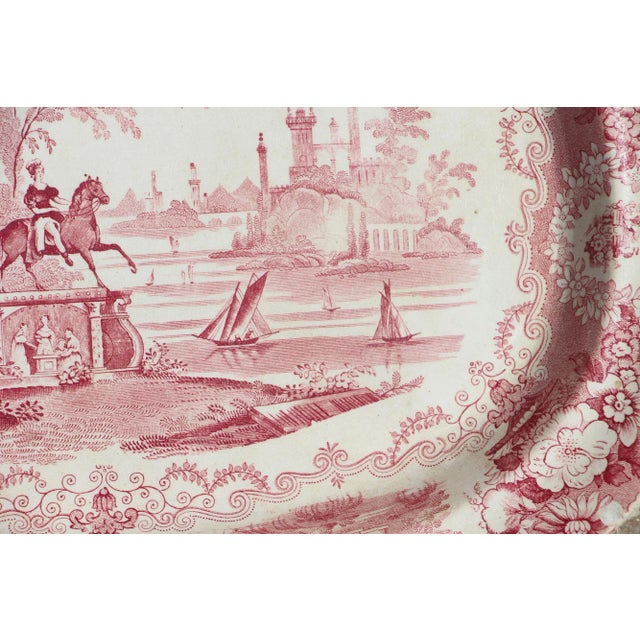 Antique "Wood & Brownfield Grecian Statue" Staffordshire Transferware Platter, Unmarked For Sale - Image 4 of 9