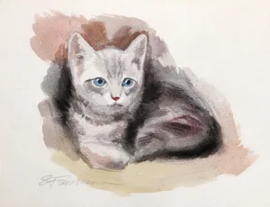 Erik Freyman, American Wirehair Kitten, Watercolor