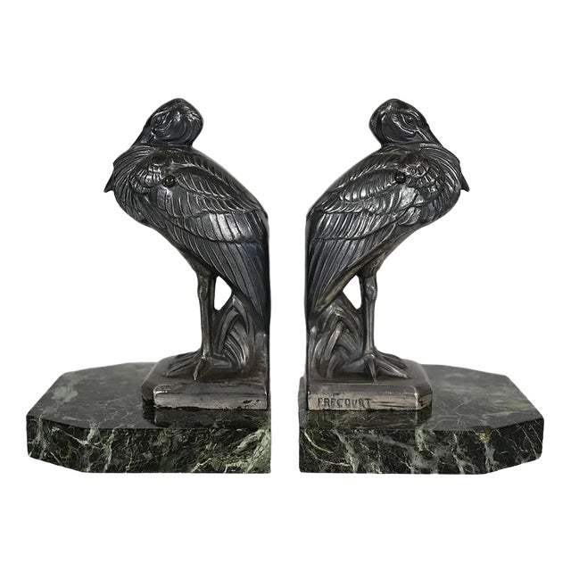 Art Deco Heron Bookends by Maurice Frécourt, 1920s, Set of 2 For Sale