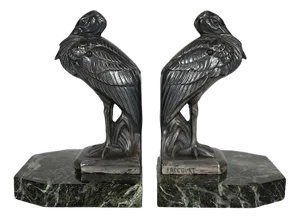 Art Deco Heron Bookends by Maurice Frécourt, 1920s, Set of 2