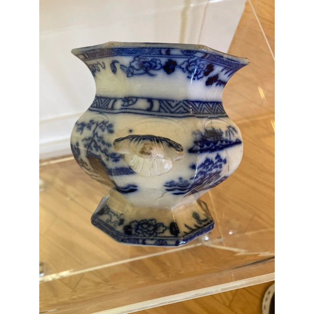 Royal Blue Flow Blue Sugar Jar Mid 19th Century For Sale - Image 8 of 14