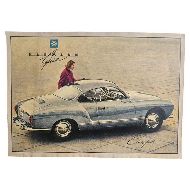 Beige Art Deco Volkswagen Karmann Coupé Automobile Advertising Poster, 1930s For Sale - Image 8 of 8
