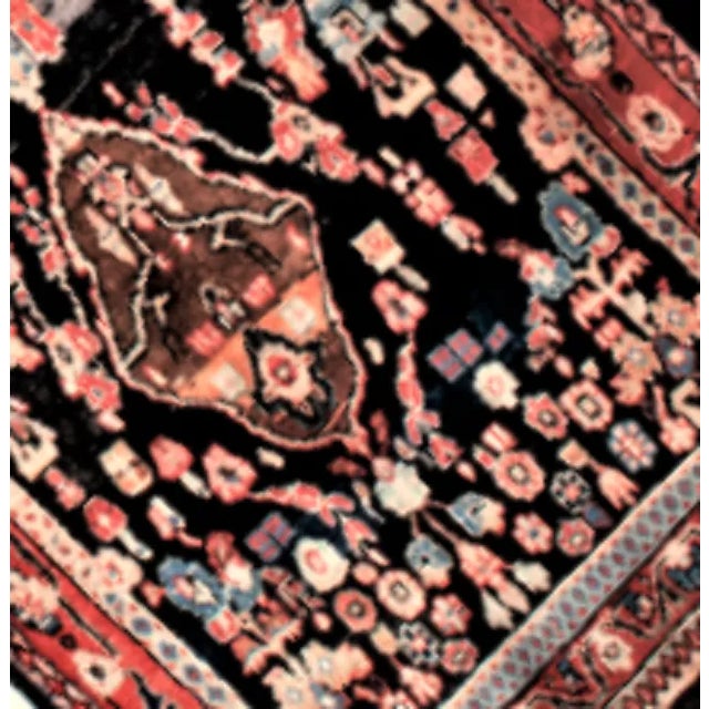 1930s Vintage Blue and Red Persian Hamadan Gallery Rug. 4'3"x 9'6" For Sale - Image 5 of 6