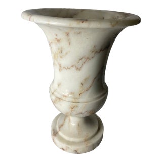 Vintage Ornamental Baluster Urn, Italian White Marble Vase For Sale