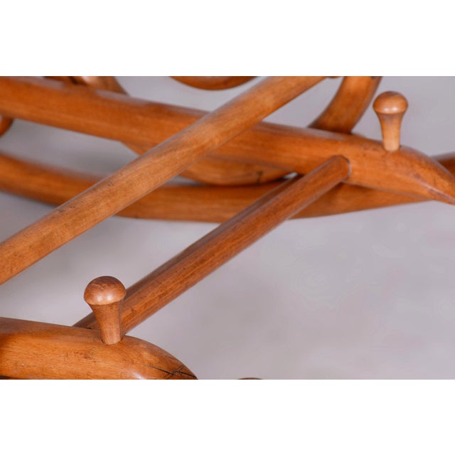 Art Deco Beech Rocking Chair with Footrest attributed to Thonet, Czech, 1920s For Sale - Image 10 of 18