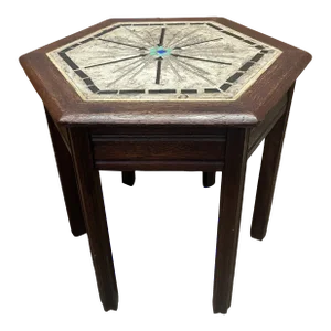 Vintage Glass Mosaic Hexagonal Side Table