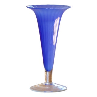 Large Art Deco Cobalt Blue Murano Glass Vase, 1920 For Sale