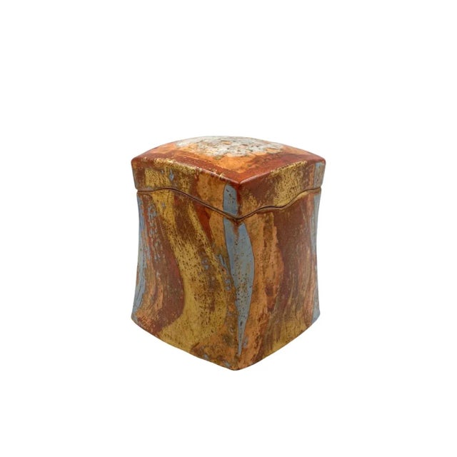 1960s Mid-Century Orange Earthenware Box For Sale - Image 11 of 12