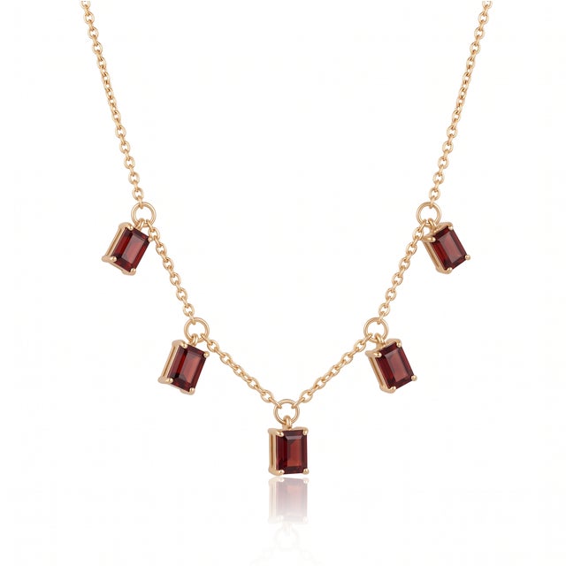 Elevate your jewelry collection with this exquisite gemstone necklace. Expertly crafted in 18K gold plating over 925...
